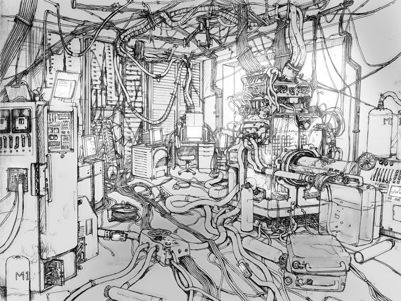 Cluttered Lab with Machinery