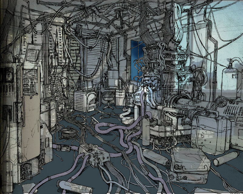 Cluttered Machine Room — Gray