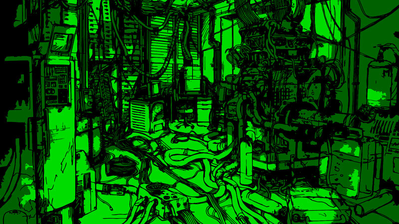 Cluttered Machine Room — Green