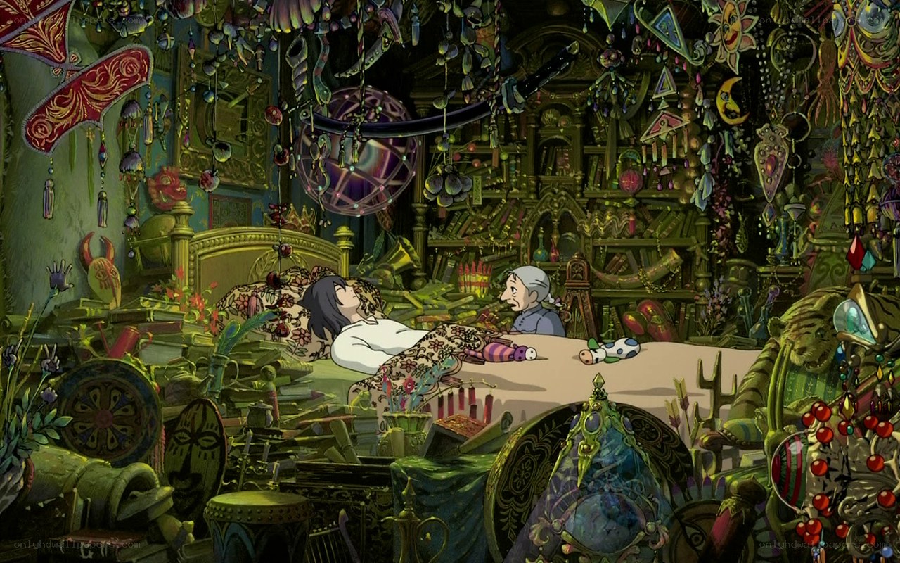 Cluttered room with sleeping girl