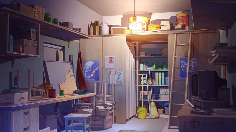 Cluttered Workshop Room — Brown