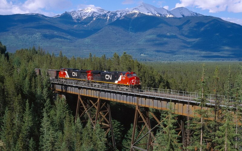 CN Train on Bridge — Green