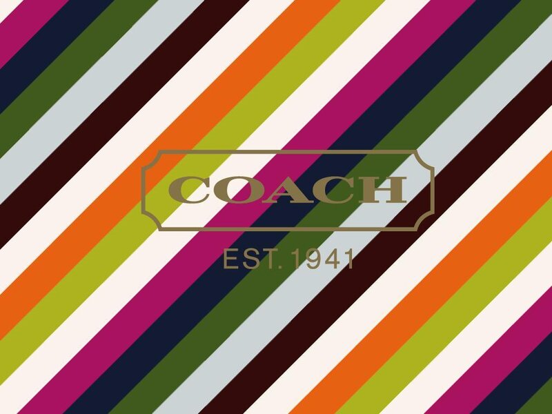 Coach brand logo on striped background