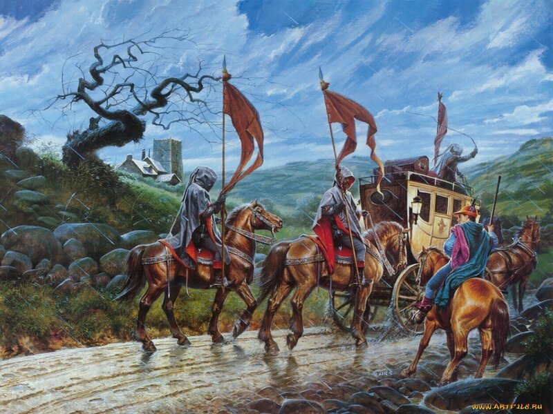 Coaches crossing a river