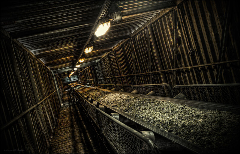 coal conveyor in mine tunnel