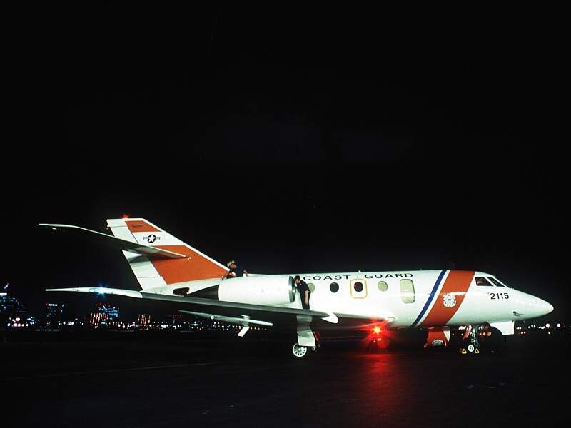 Coast Guard aircraft at night