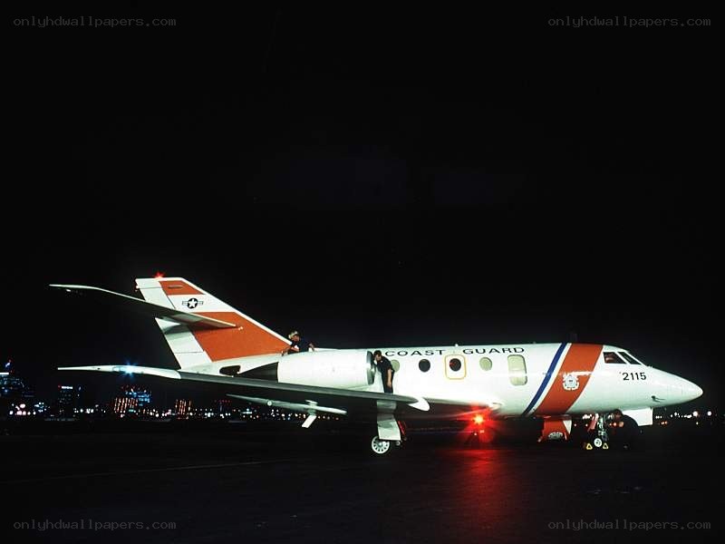 Coast Guard aircraft at night