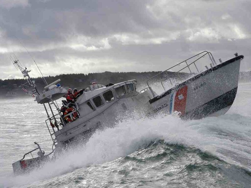Coast Guard boat in rough seas
