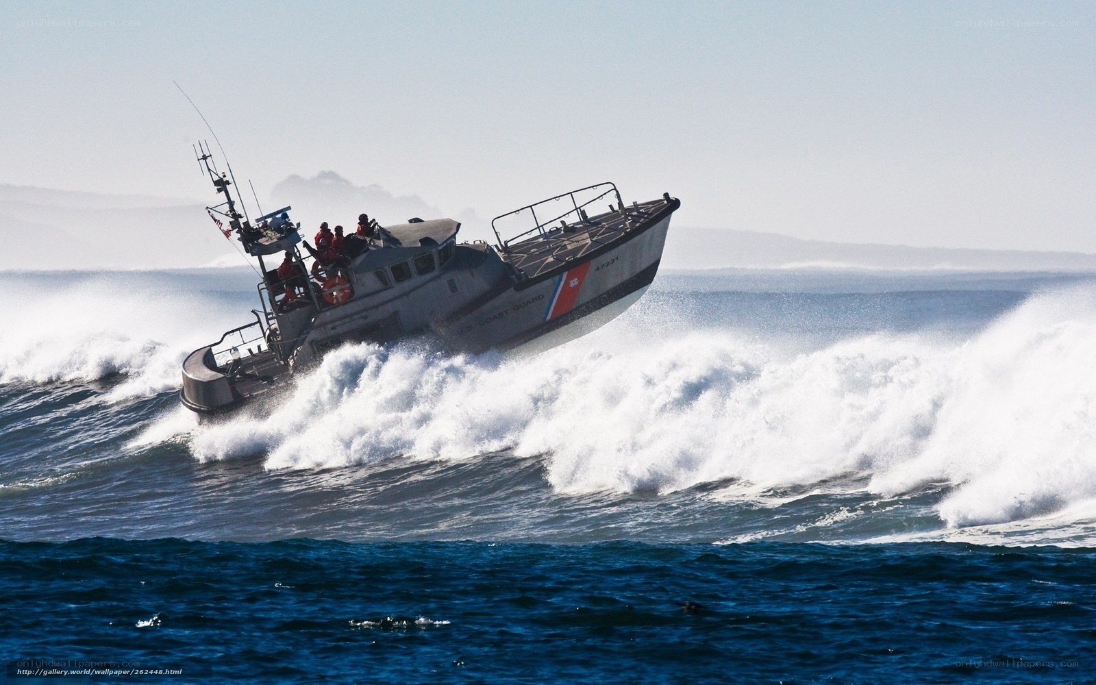 Coast Guard boat in rough seas