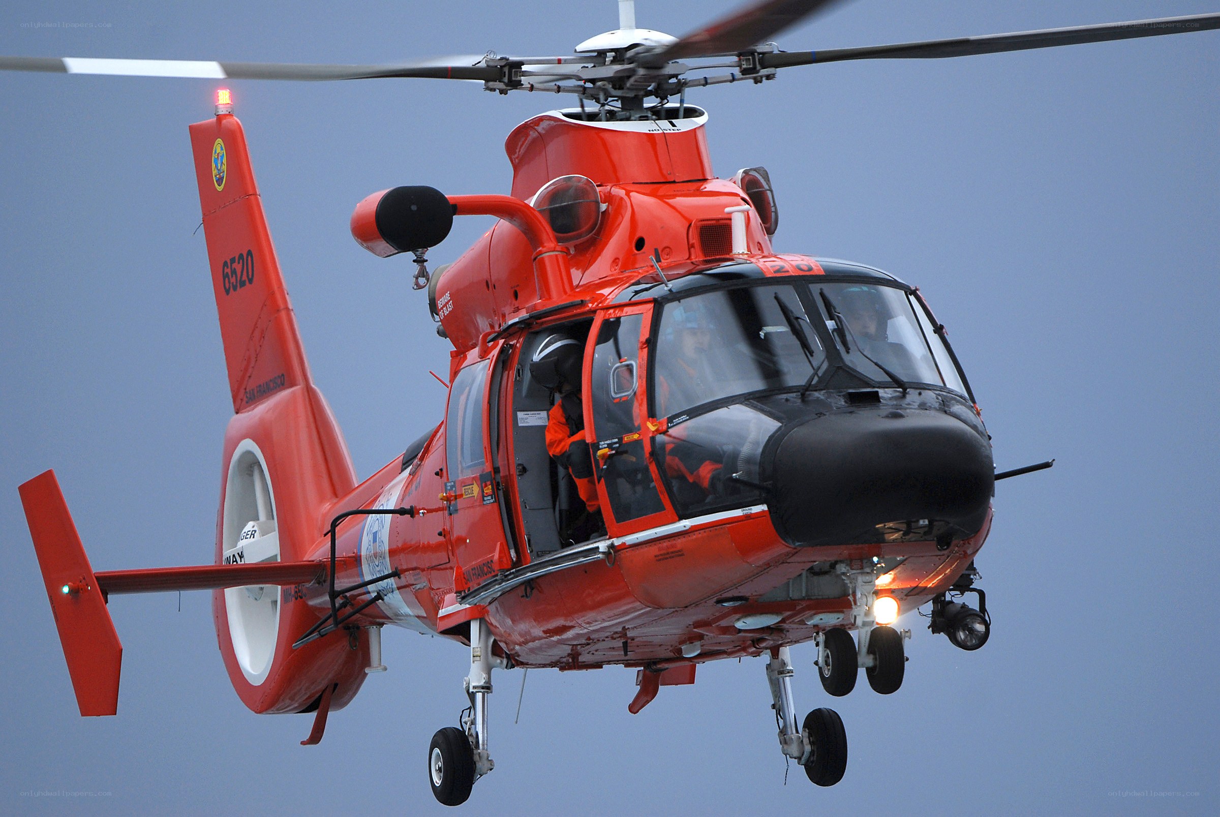 Coast Guard helicopter in flight