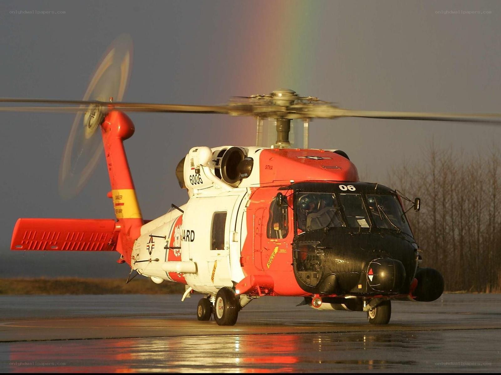 Coast Guard helicopter on tarmac