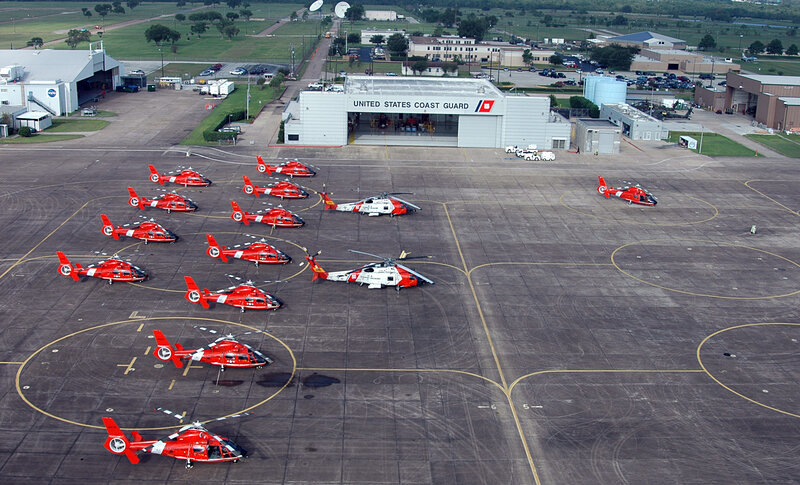 Coast Guard helicopters on tarmac