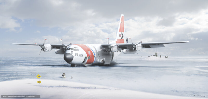 Coast Guard plane on ice