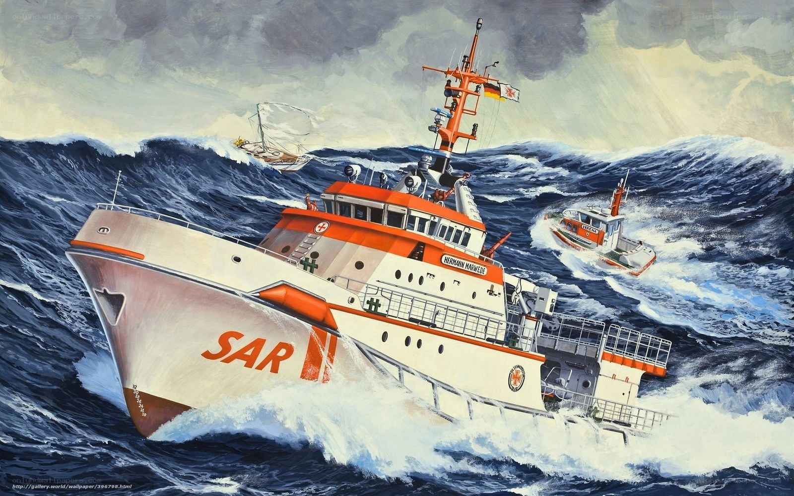 Coast Guard rescue in stormy sea