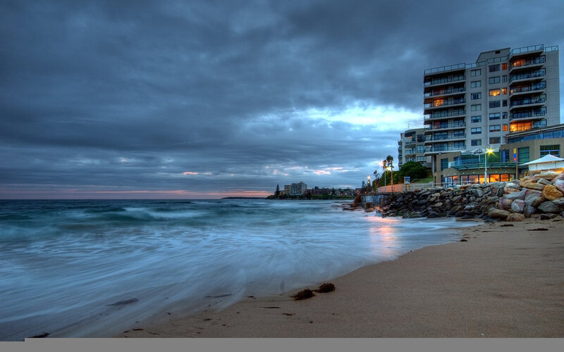 coastal apartment at dusk