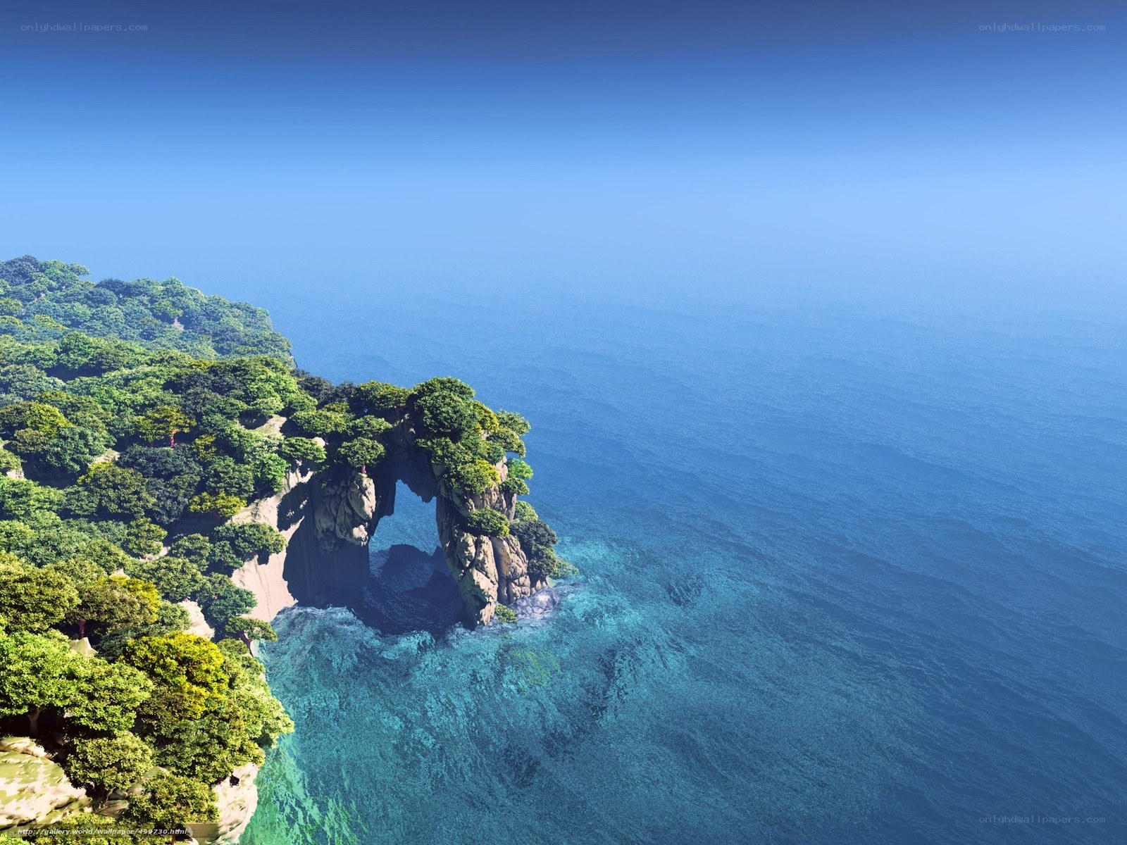Coastal arch with lush greenery
