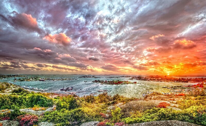 Coastal Archipelago at Sunset