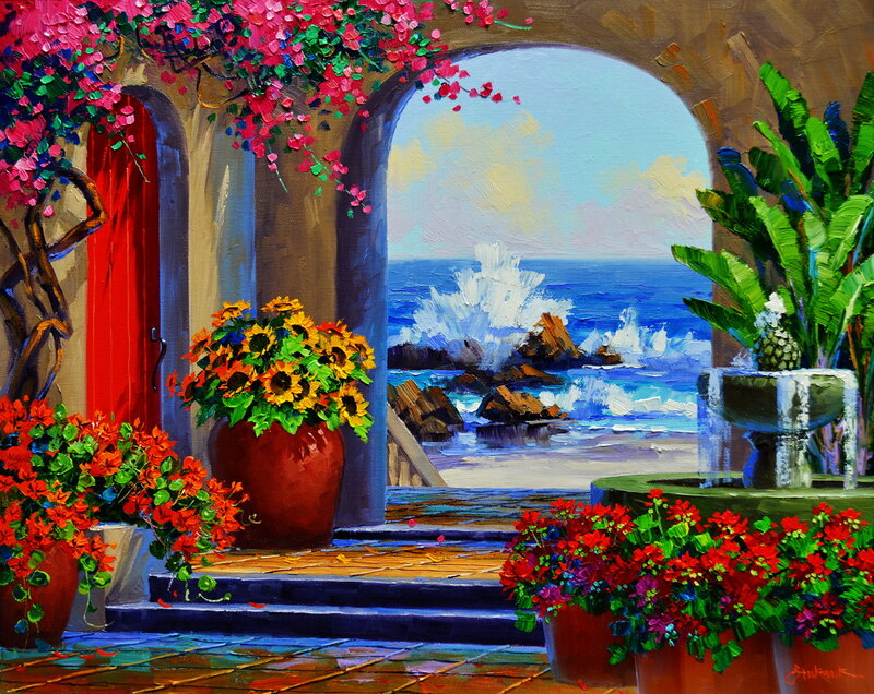 Coastal Archway with Flowers