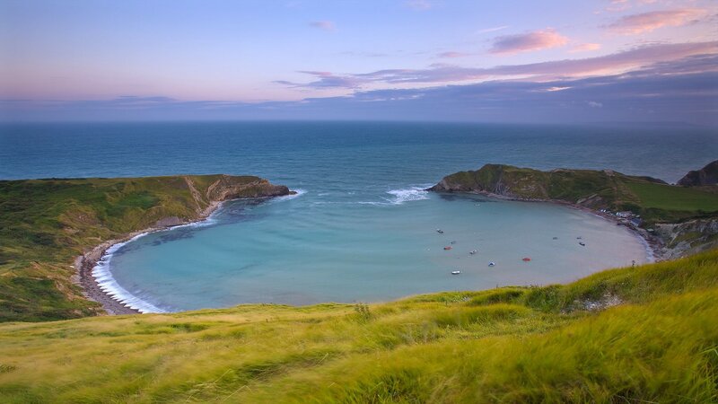 coastal bay at dusk