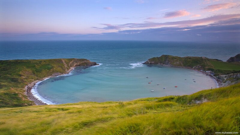 Coastal Bay at Dusk — Green, Serene