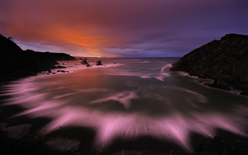 Coastal Bay at Dusk — Purple