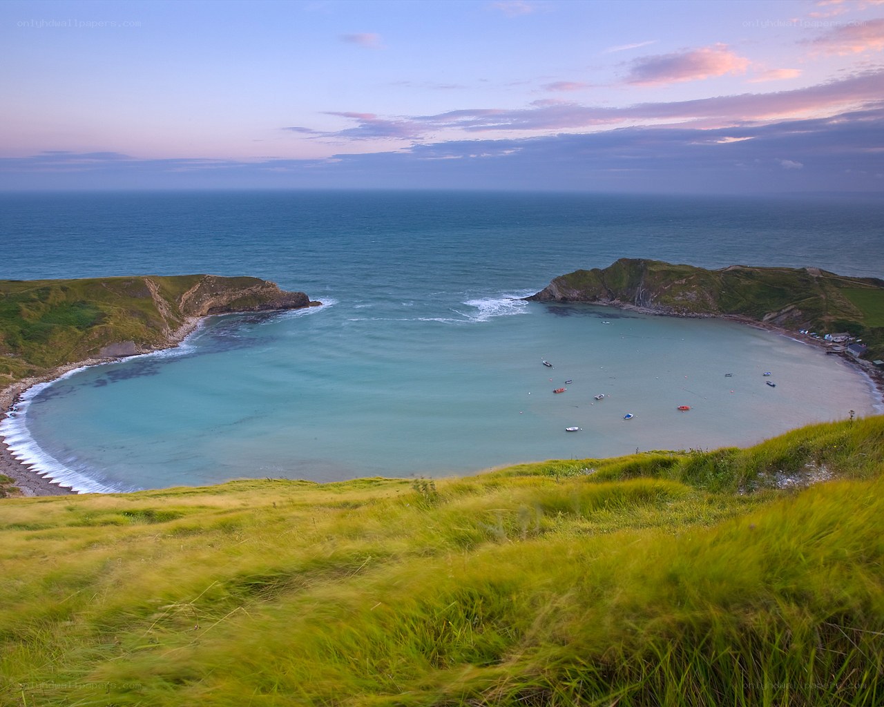 coastal bay at sunset