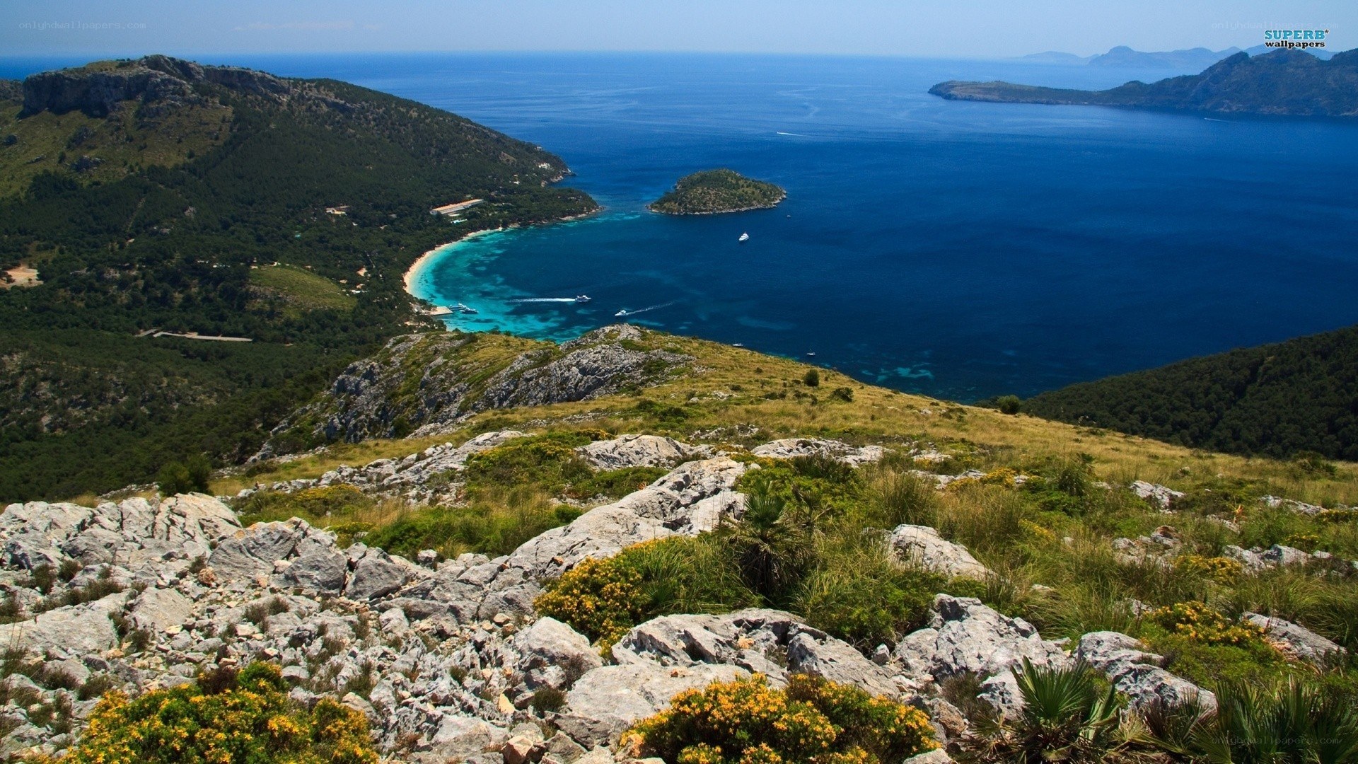coastal bay from mountain view
