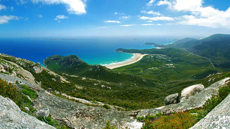 coastal bay from mountain view