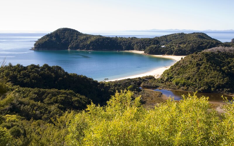 Coastal Bay with Beach — Green, Serene, Afternoon