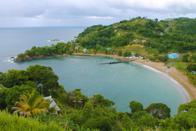 Coastal Bay with Boats — Green, Serene