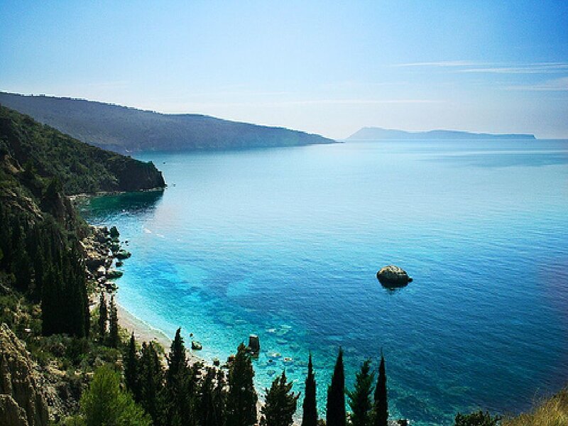 coastal bay with clear blue water