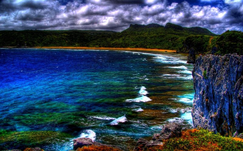 Coastal Bay with Cliffs — Blue, Dramatic, Afternoon