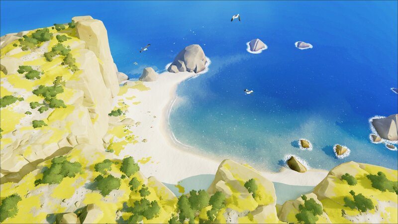 Coastal Bay with Cliffs — Blue, Serene, Afternoon, 3d Render