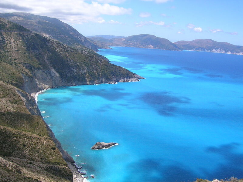 Coastal Bay with Cliffs — Blue