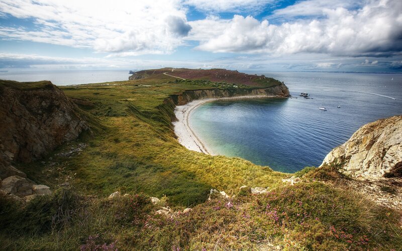 Coastal Bay with Cliffs — Green, Serene