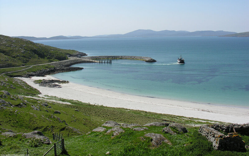 coastal bay with ferry