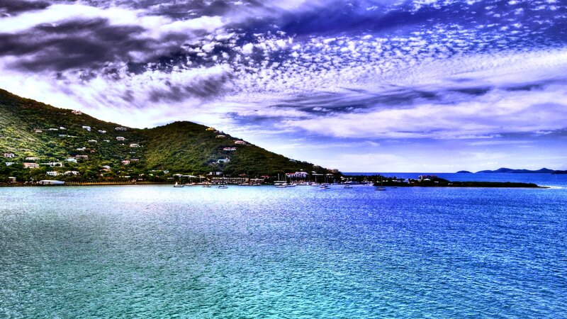 coastal bay with hills and boats
