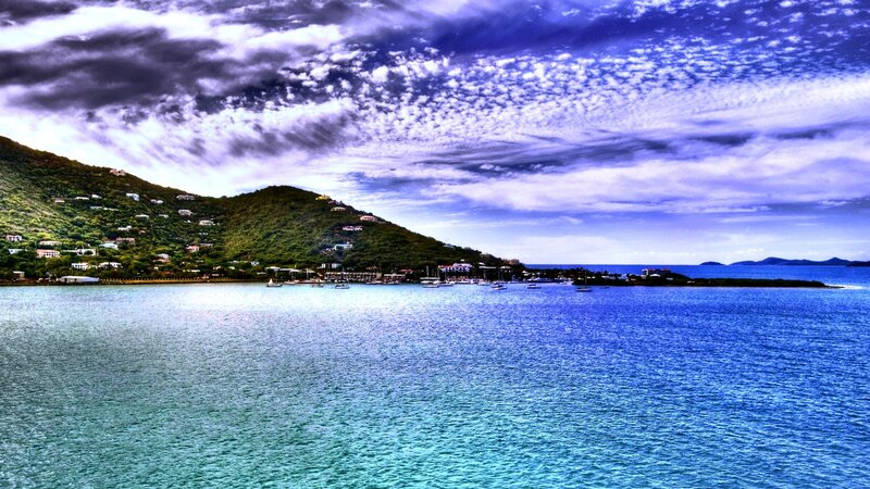 coastal bay with hills and boats