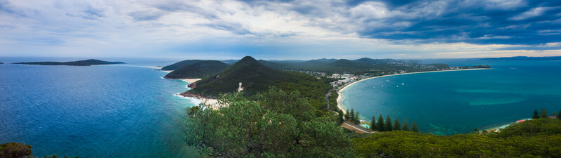 Coastal Bay with Hills — Blue, Dramatic, Afternoon