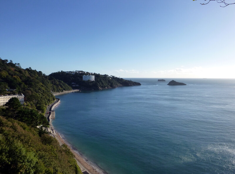 Coastal Bay with Island — Blue