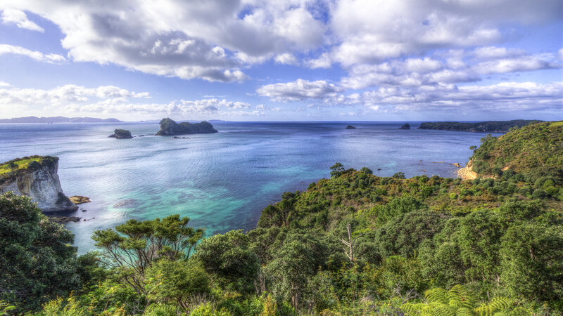 Coastal Bay with Islands — Blue, Serene, Afternoon, Photograph