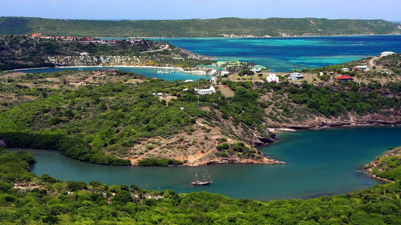 coastal bay with lush hills
