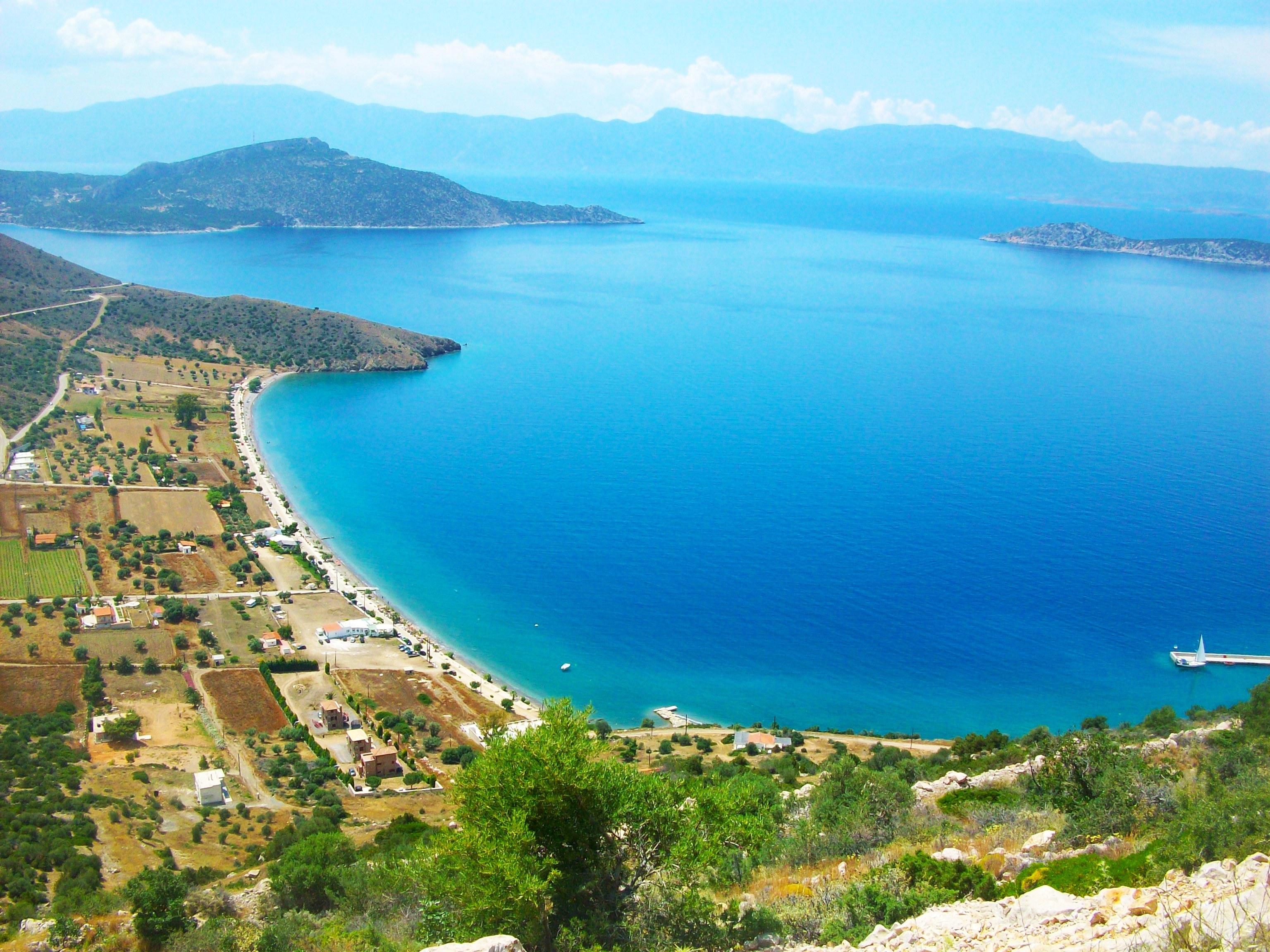 coastal bay with mountains