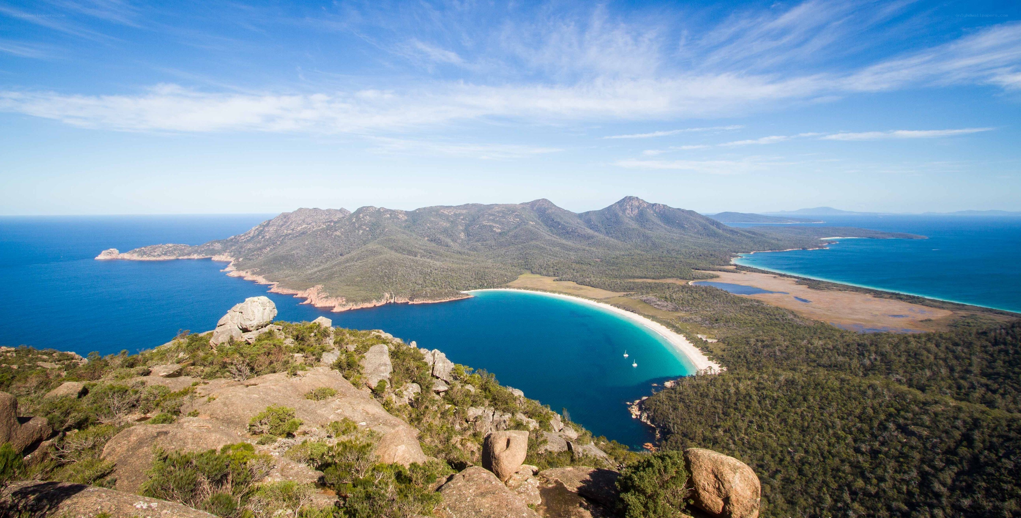 coastal bay with mountains