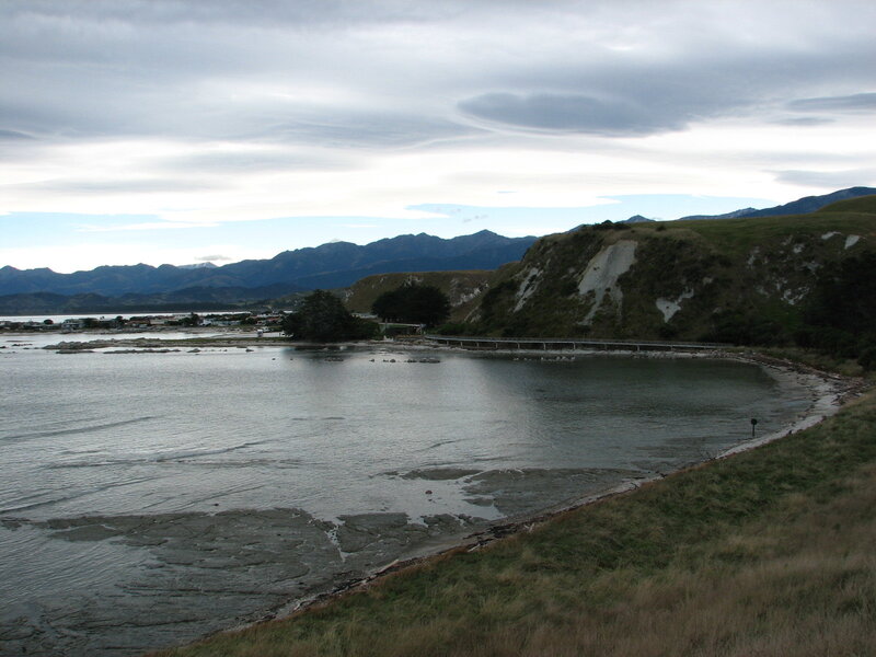 Coastal Bay with Mountains — Gray