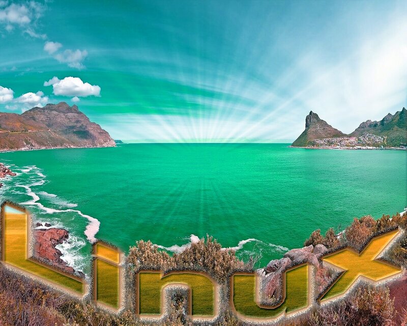 Coastal Bay with Mountains — Green