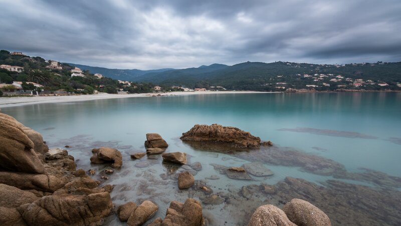 Coastal Bay with Rocks — Blue, Calm
