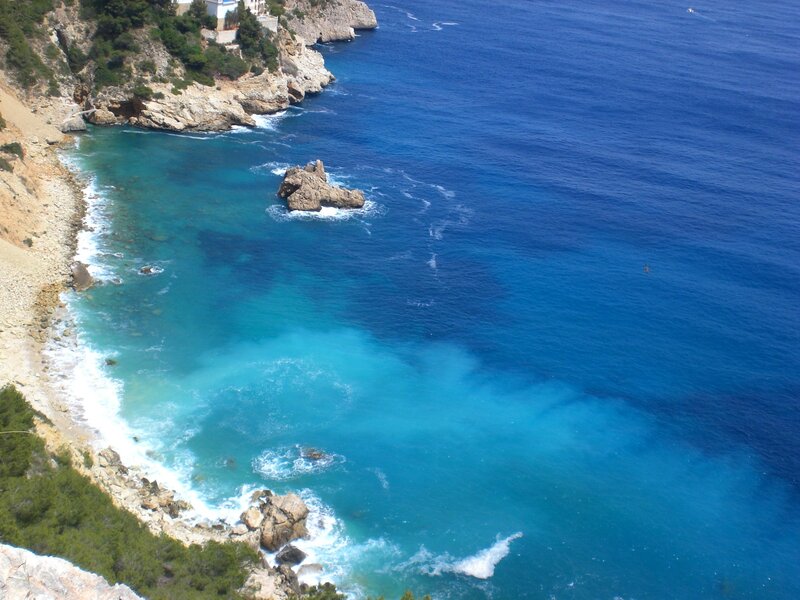 Coastal Bay with Rocks — Blue, Serene, Afternoon, Photograph, Sea, Cliffs