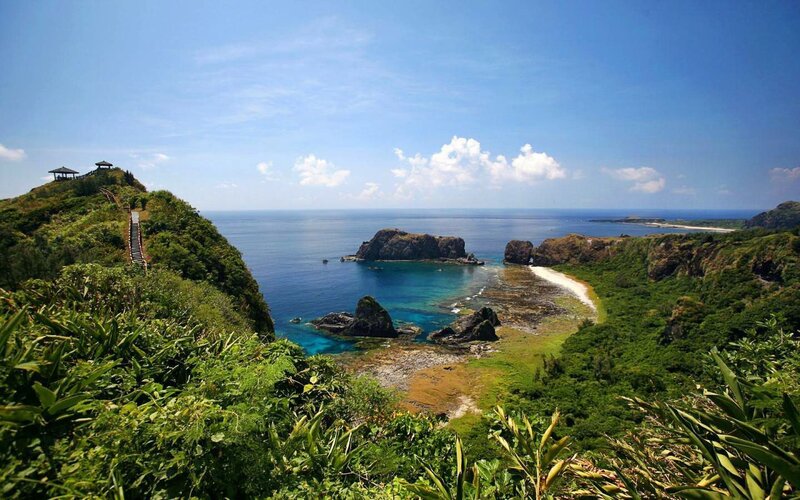 Coastal Bay with Rocks — Blue, Serene, Afternoon