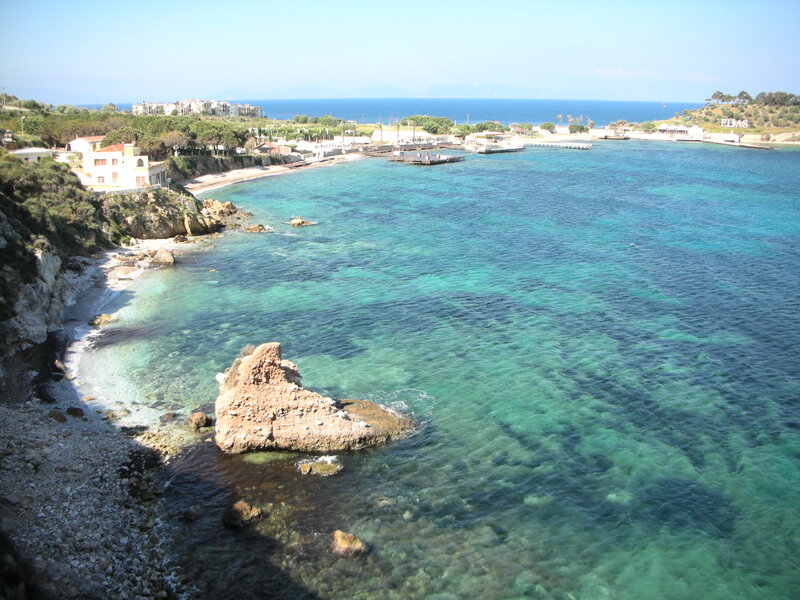 Coastal Bay with Rocks — Blue